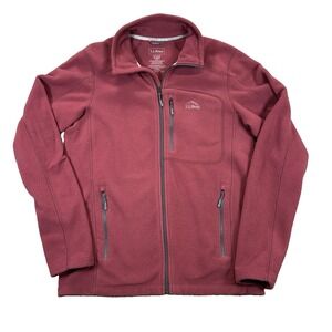 LL Bean Trail Fleece Mens Small Full Zip Jacket Burgundy Brown 505090